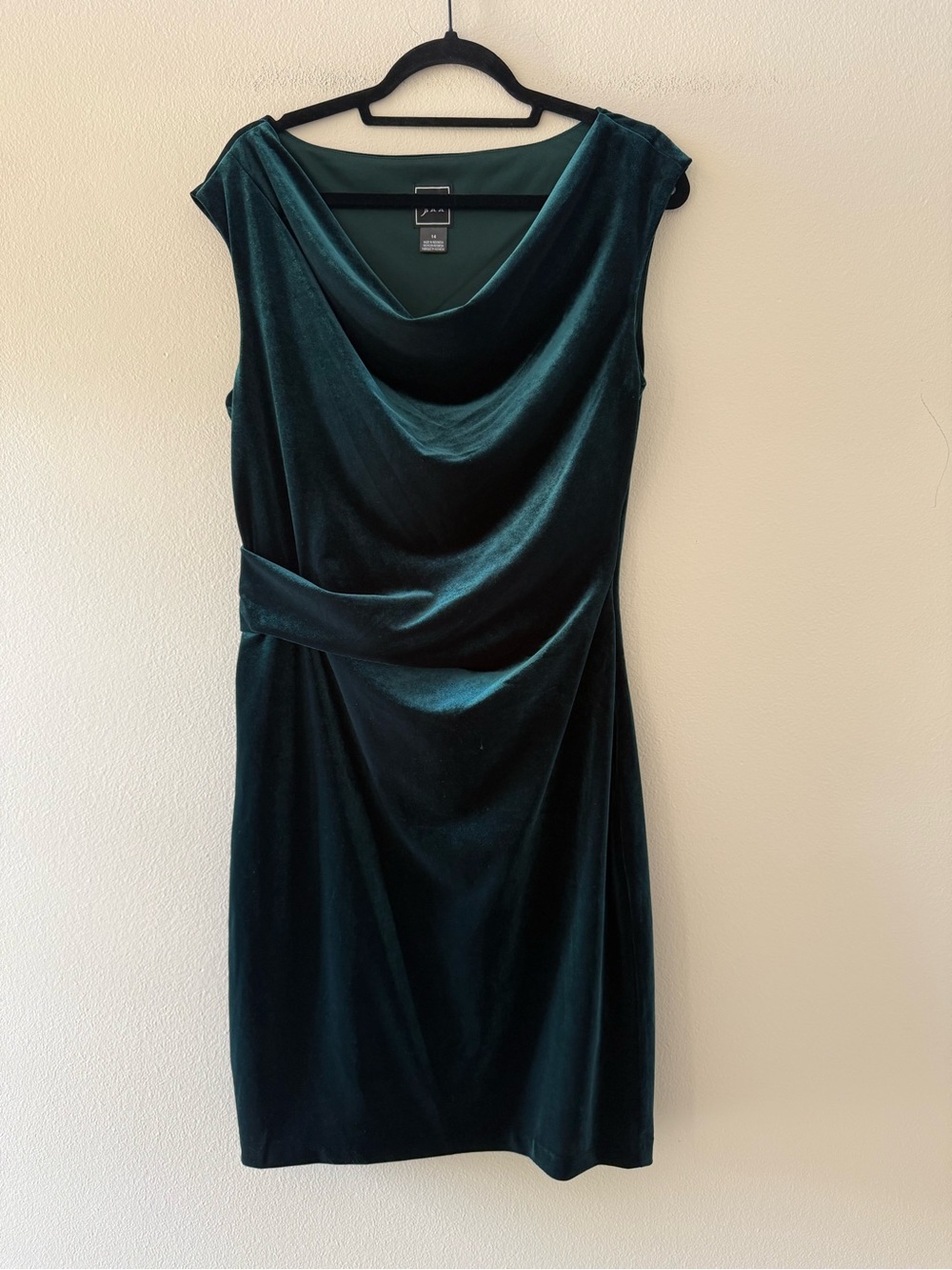 Jessica Howard Emerald Green Velvet Cowl Midi Dress